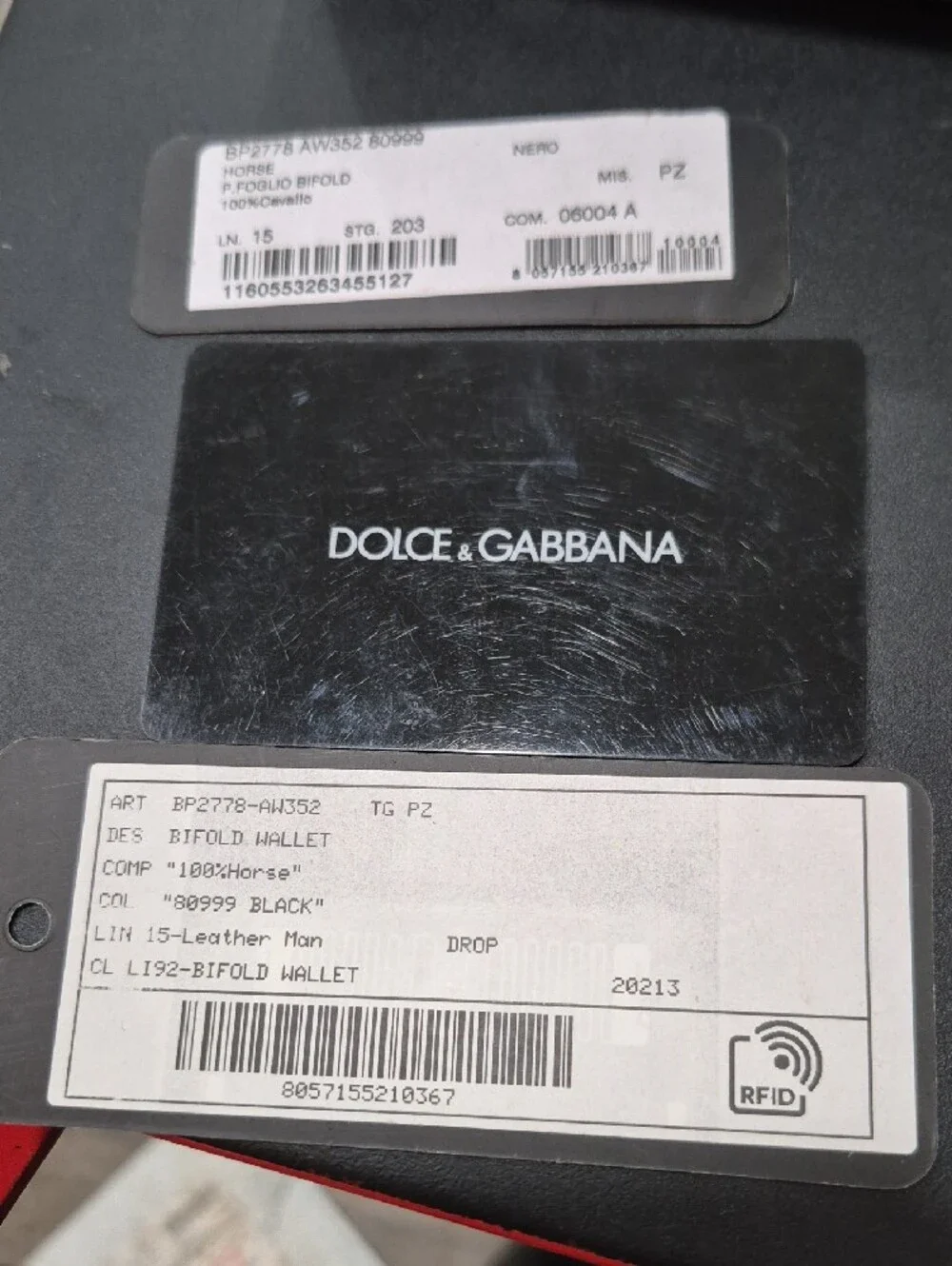 New Dolce & Gabbana Black Leather Card Wallet with Chain and DG Accents